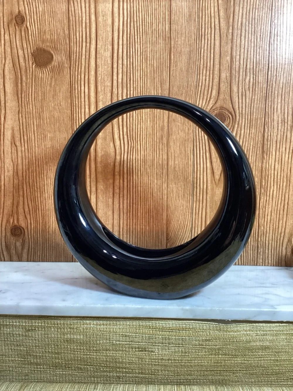 Vintage 1985 Modern Circular Ceramic Vase - Black